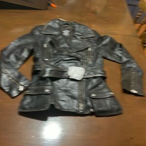 VICTORIA distressed brown leather jacket